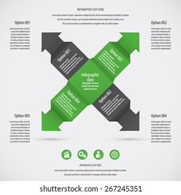Arrow infographic background - Icons and arrows for 4 options - Green. EPS10 vector.