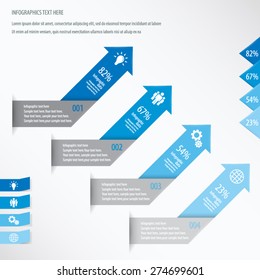 Arrow Infographic Background - Icons and arrows for 4 options. Blue. EPS10 vector.