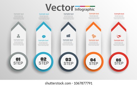 Arrow  infographic design can be used for workflow layout, diagram, annual report, web design. Business concept with 5 options, steps or processes. Vector Eps 10