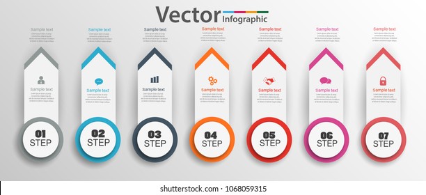 Arrow  infographic design can be used for workflow layout, diagram, annual report, web design. Business concept with 7 options, steps or processes. Vector Eps 10