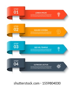 Arrow infographic design elements. Vector banner with 4 options, steps, parts. Can be used for web, diagram, graph, workflow layout, chart, report.