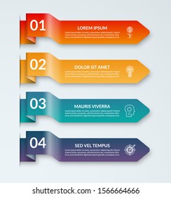 Arrow infographic design elements. Vector banner with 4 options, steps, parts. Can be used for web, diagram, graph, workflow layout, chart, report. Easy to recolor.