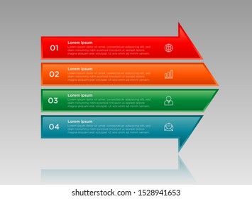 arrow Infographic design with gradient and shadow 4 options or steps. Infographics business concept. 