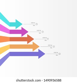 Arrow infographic elements. Business concept with 5 options. Vector illustration. Can be used for workflow layout, diagram, step by step infographics, graph, web design. EPS10