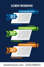 Pfeil-Infografiken-Elemente. Geschäftskonzept mit 3 Optionen. Vektorgrafik. Kann für Workflow-Layout, Diagramm, Schritt für Schritt Infografiken, Graphen, Web-Design verwendet werden. Blau, Grün und Orange.
