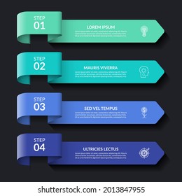 Arrow infographic elements. Origami style. Vector banner with 4 options, steps, parts. Can be used for web, diagram, graph, workflow layout, chart, report.