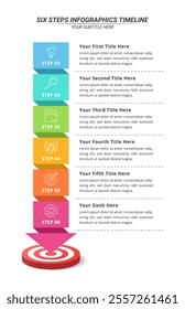 Arrow Infographic How to Achieving Goal with 6 Steps for Business Presentation, Poster, Banner and Booklet.