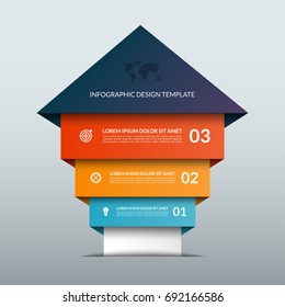 Up arrow infographic options banner. Business success staircase concept. Can be used for workflow layout, diagram, chart, number and step options, web design. Vector illustration