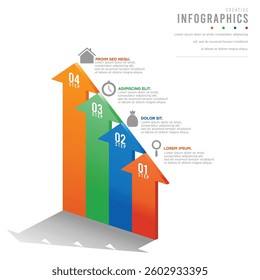  Arrow Infographic. Presentation, Data, Information, Report and Banner. Vector illustration.