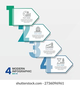 Arrow infographic template with 4 process diagram, presentations, workflow layout, flow chart, infograph. Vector eps10 illustration.