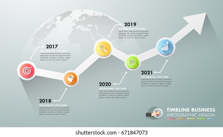 Modelo de infográfico de seta 5 opções. Conceito de negócios pode ser usado para layout de fluxo de trabalho, diagrama, opções de número, linha do tempo, etapas