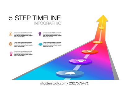 arrow infographic template 5 step for business direction, marketing strategy, diagram, data, glowth, arrow timeline, for presentation report and progress