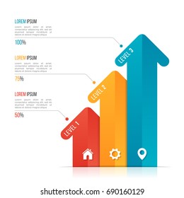 Arrow infographic template for data visualization. 3 options, levels, steps. Vector illustration.