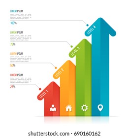 Arrow infographic template for data visualization. 4 options, levels, steps. Vector illustration.