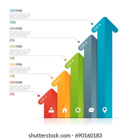 Arrow Infographic Template For Data Visualization. 5 Options, Levels, Steps. Vector Illustration.