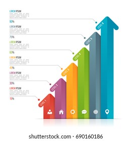 Arrow infographic template for data visualization. 6 options, levels, steps. Vector illustration.