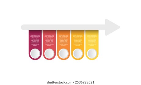 Arrow Infographic template design with 5 steps. Vector Infographic