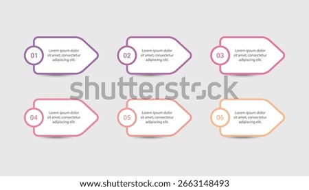 Arrow infographic template design with 6 steps or options