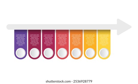Flecha Diseño de Plantilla infográfica con 7 pasos. Infografía del Vector