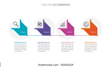 Arrow infographic template on target modern circles design and icons. Can be used for workflow layout, diagram, presentation, web design. Business concept with 4 options, steps or processes.