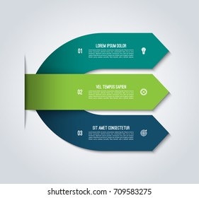 Arrow infographic template. Vector banner with 3 steps, options, parts. Can be used for workflow layout, diagram, number and step options, graph, web design.