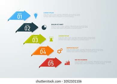 Arrow infographics template. Can be used for business, education, web design, banners, brochures, flyers. Vector illustration.