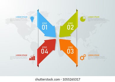 Arrow infographics template. Can be used for business, education, web design, banners, brochures, flyers. Vector illustration.
