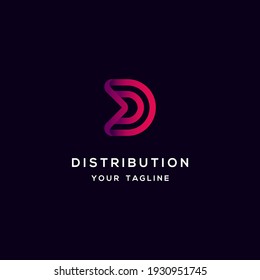 arrow initial letter D transportation distribution logo icon design elements line style