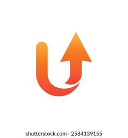 Arrow initial U letter technology logo illustration