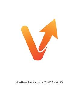 Arrow initial V letter technology logo illustration