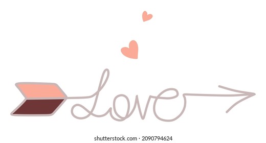 Arrow with the inscription Love great for Valentine's Day, March 8