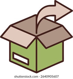 Arrow Inserting into Green Cardboard Box Illustration Concept of Delivery or Packing with Isometric Style