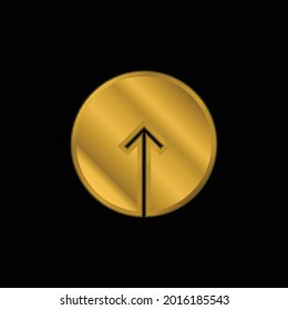 Arrow Up Inside A Circular Button gold plated metalic icon or logo vector