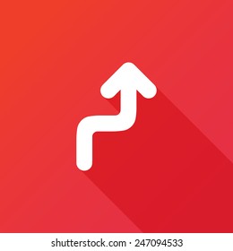 Up Arrow Of Irregular Zig Zag Line Icon. Modern Design Flat Style Icon With Long Shadow Effect