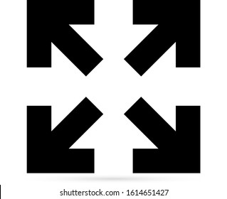 Arrow isolated on white. Extend icon. Resize sign. Diagonal. Enlarge art line symbol. Vector stock illustration