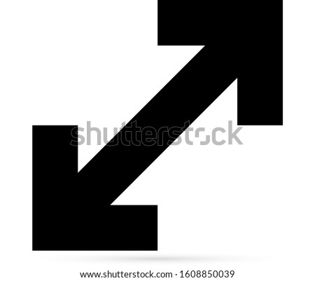 Arrow isolated on white. Extend icon. Resize sign. Diagonal. Enlarge art line symbol. Vector stock illustration
