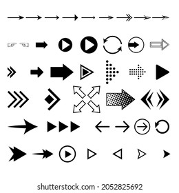 Arrow isolated vector icon big set. Big Arrows icon collection for web, mobile app. Arrow vector download icon set. Arrows vector curve flat collection.Vector illustration