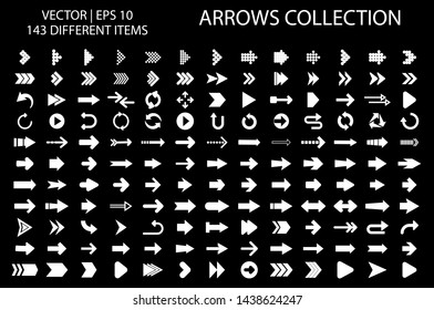 Arrow isolated vector icons set. Arrows icon collection for web, mobile app. Arrow vector download icon set. Arrows vector curve flat collection. Application digital button illustration 
