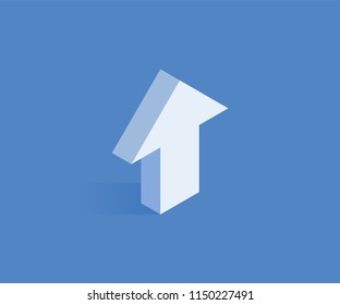 Arrow Up isometric icon. Vector illustration for web design in flat isometric 3D style.