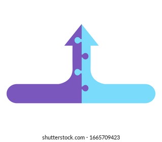 up arrow jigsaw puzzle vector illustration