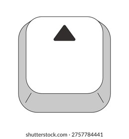 Up arrow key grayscale computer keyboard. Upward navigation movement. Scrolling action. Minimal rounded keycap. Keystroke button isolated. Vector line illustration. PC navigation. Input interface