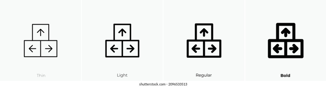 arrow keys icon. Thin, Light Regular And Bold style design isolated on white background