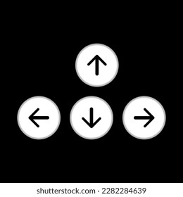 Pfeiltasten Lineares Vektorsymbol einzeln auf schwarzem Hintergrund. Pfeilsymbol. Pfeilvektorkollektion. Pfeil. Cursor. Moderne, einfache Pfeile. Vektorgrafik.
