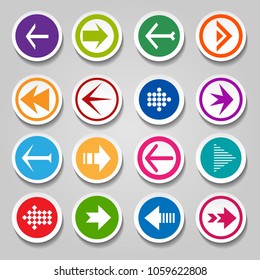 Arrow labels or stickers. Vectors round symbols next and back navigation arrow vector round designelements