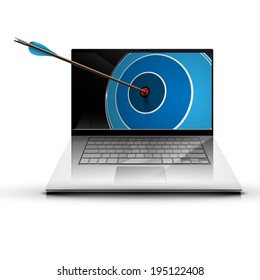 An arrow and a laptop, vector