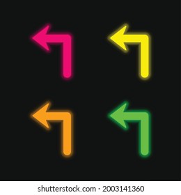 Flecha de gran tamaño Girando hacia la izquierda cuatro colores brillante icono vector neón