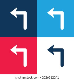 Arrow Of Large Size Turning To The Left blue and red four color minimal icon set
