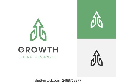 diseño de iconos de logotipo de hoja de flecha hacia arriba. ideas de hoja y flecha hacia arriba para el diseño de logotipos de negocios, financieros y económicos