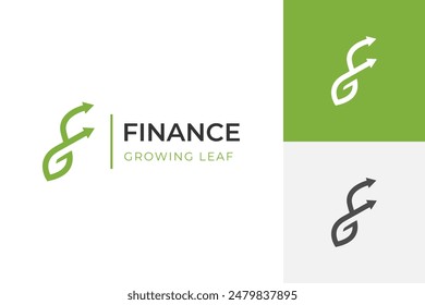 arrow leaves upwards logo icon design. leaf and letter F arrow up ideas for business, financial and economy logo design