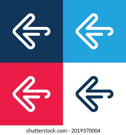 Arrow Left blue and red four color minimal icon set